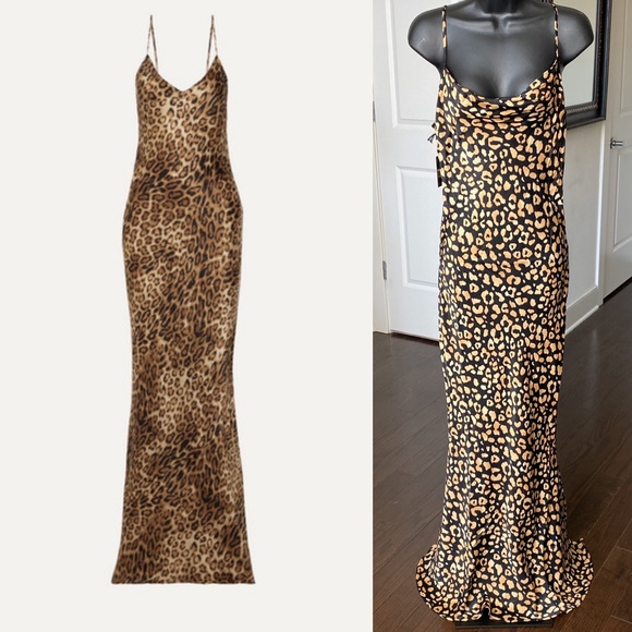 leopard print maxi slip dress